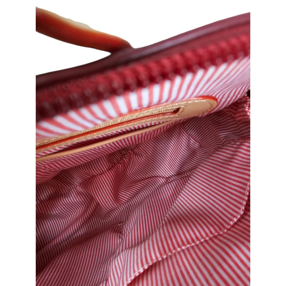 Polo Red Navy Blue Colorblock Patent Dome Satchel Bag Silver‎ Hardware Charm